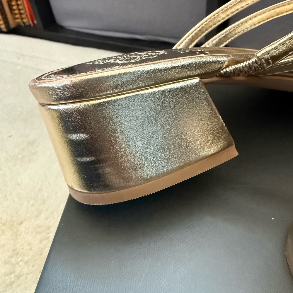 Vince Camuto Metallic Gold Strappy Square-Toe Sandals - Picture 5 of 7